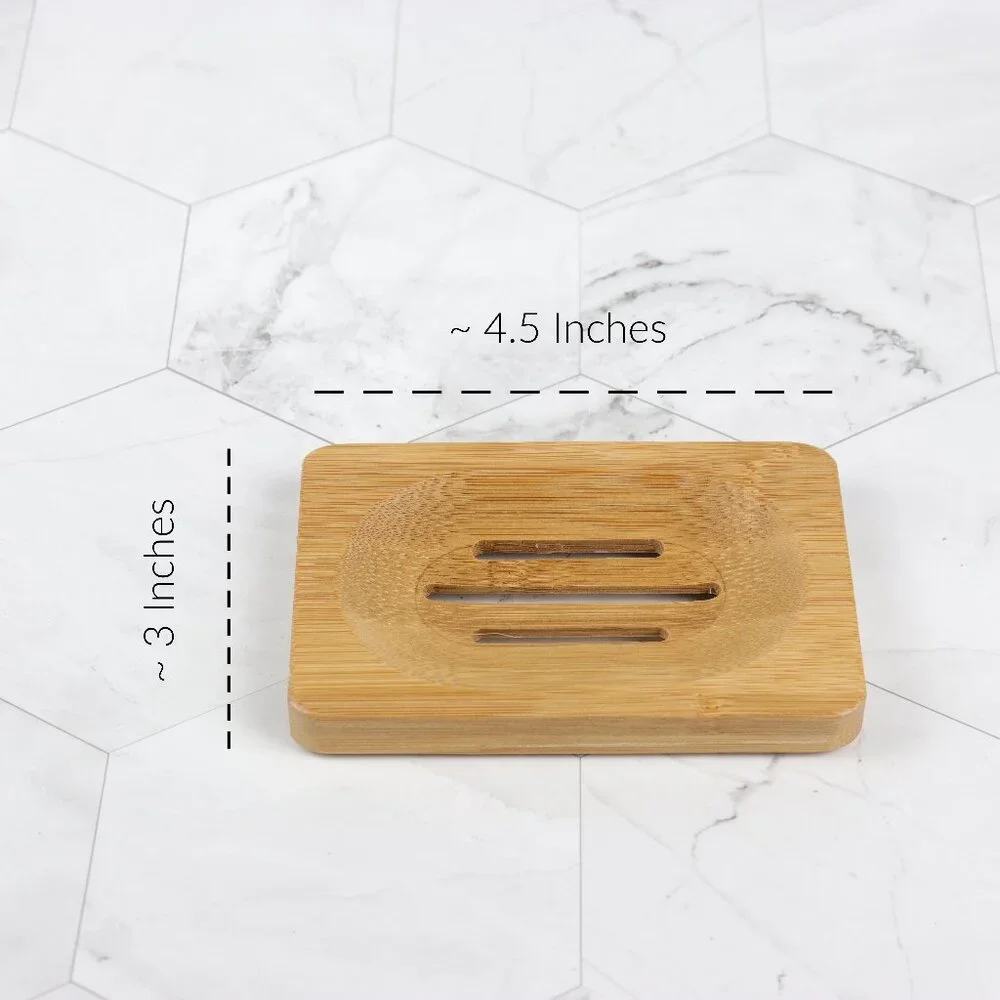 Set of 2 Natural Bamboo Wood Soap Holder